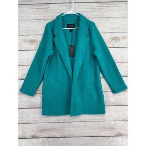Rachel Zoe Wool Blend Open Front Coat Women's Size Medium Turquoise NEW